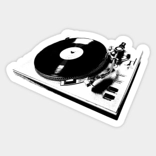 Turntable With Vinyl Record Illustration Sticker